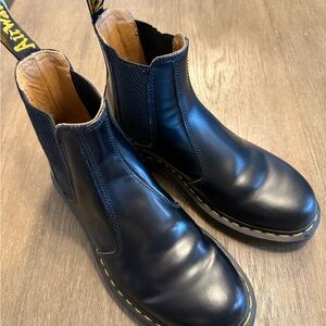 Dr. Martens Black Ankle Boots with Yellow Stitching - barely worn
